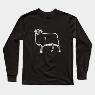 Sheep white line art Long Sleeve T-Shirt